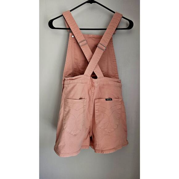 Rolla's Original  Short High Rise Cut Off Overalls, Pink, Anthropologie, Sz S - Picture 4 of 13